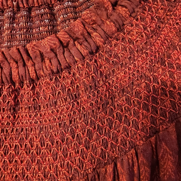 Universal Thread Women's Cotton Burgundy Smocked Maxi Dress Long Sleeve size S - Picture 7 of 15